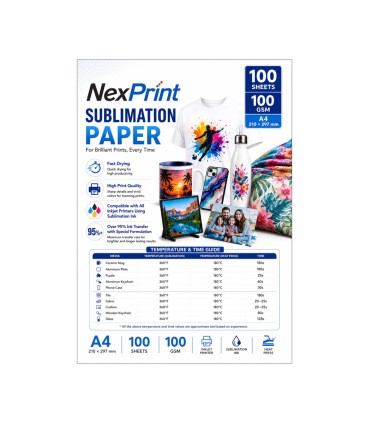 کاغذ سابلیمیشن 100 گرم 100 برگی A4 - NexPrint