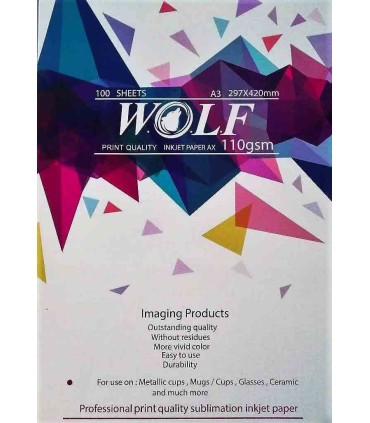 کاغذ سابلیمیشن 100 برگی A3- Wolf
