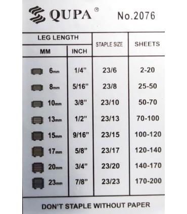 سایز سوزن منگنه مخصوص کتاب تا 200 برگ مدل کوپا 2076