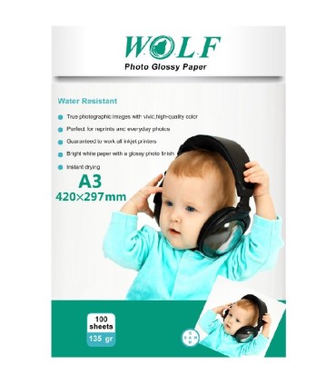 فتوگلاسه 135 گرم 100 برگی A3 - WOLF