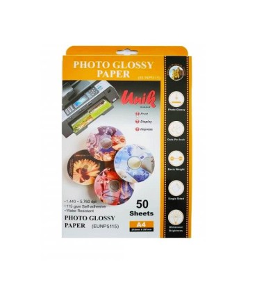 فتوگلاسه 115 گرم پشت چسبدار A4 - Unik