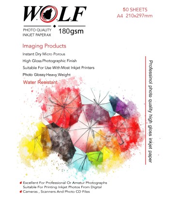 فتوگلاسه 180 گرم 50برگی A4 - Wolf