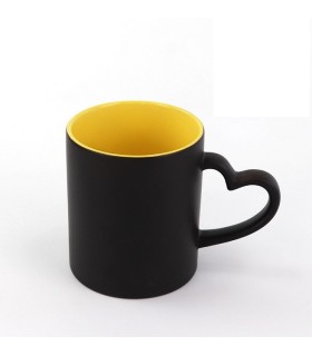 لیوان جادویی دسته قلبی زرد 11OZ