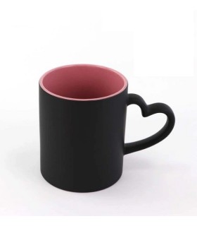 خرید لیوان سرامیکی جادویی دسته قلبی داخل صورتی 11OZ