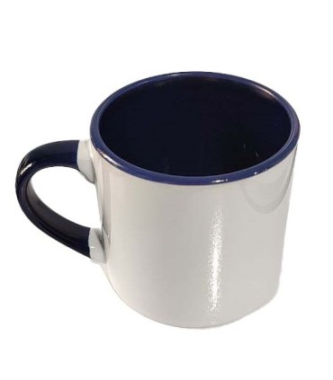 فنجان دسته و داخل سرمه ای 6oz