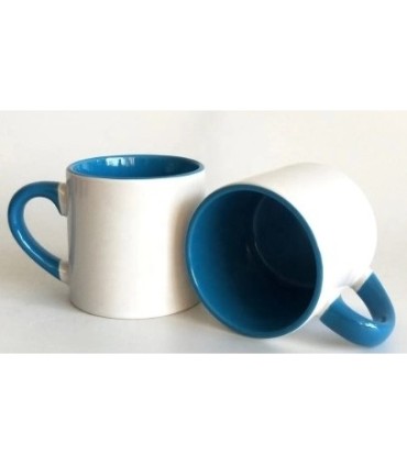 لیوان داخل رنگی کوچک آبی |فنجان دسته رنگی|لیوان سابلیمیشن دسته رنگی 6oz