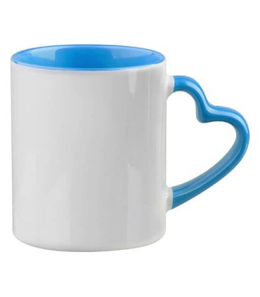 لیوان دسته قلبی رنگی - آبی