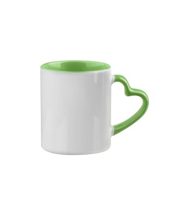 لیوان دسته قلبی رنگی - سبز