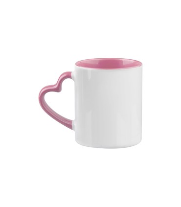 لیوان دسته قلبی رنگی - صورتی