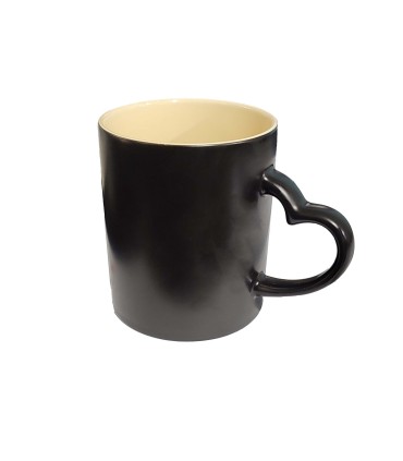 خرید لیوان سرامیکی جادویی دسته قلبی داخل کرمی 11OZ