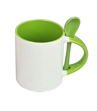 قیمت|خرید لیوان قاشق دار سبز سابلیمیشن 11OZ - ماگ قاشق دار سابلیمیشن