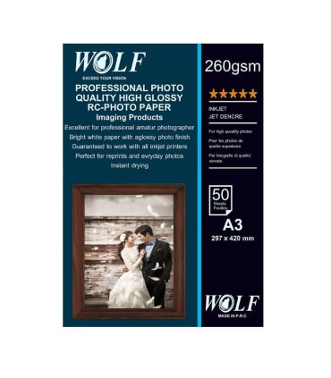 فتوگلاسه 260 گرم 50برگی A3 - Wolf RC