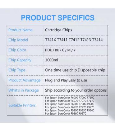 Epson F6200 Ink Cartridge Chip Specification