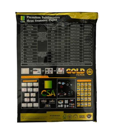 کاغذ سابلیمیشن 100 برگی A4 - GOLD با بهترین کیفیت مخصوص چاپ سابلیمیشن