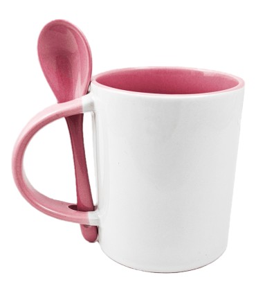 لیوان قاشق دار صورتی سابلیمیشن 11OZ